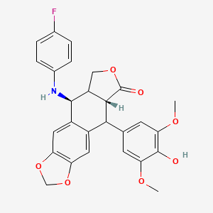 Furo[3',7]naphtho[2,3-d]-1,3-dioxol-6(5H)-one, 9-[(4-fluorophenyl)amino]-5,8,8a,9-tetrahydro-5-(4-hydroxy-3,5-dimethoxyphenyl)-
