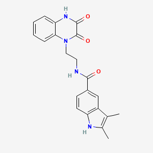 molecular formula C21H20N4O3 B12175872 N-(2-(3-hydroxy-2-oxoquinoxalin-1(2H)-yl)ethyl)-2,3-dimethyl-1H-indole-5-carboxamide 