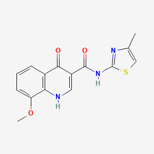 molecular formula C15H13N3O3S B12175904 8-methoxy-N-[(2Z)-4-methyl-1,3-thiazol-2(3H)-ylidene]-4-oxo-1,4-dihydroquinoline-3-carboxamide 