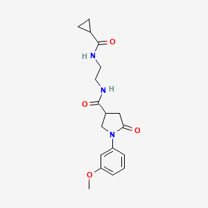 molecular formula C18H23N3O4 B12175961 N-{2-[(cyclopropylcarbonyl)amino]ethyl}-1-(3-methoxyphenyl)-5-oxopyrrolidine-3-carboxamide 