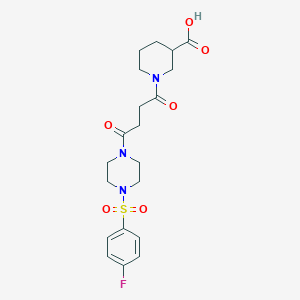 molecular formula C20H26FN3O6S B12175967 1-(4-{4-[(4-Fluorophenyl)sulfonyl]piperazin-1-yl}-4-oxobutanoyl)piperidine-3-carboxylic acid 