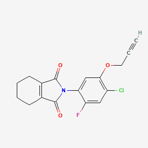 molecular formula C17H13ClFNO3 B1217599 1H-Isoindole-1,3(2H)-dione, 2-(4-chloro-2-fluoro-5-(2-propynyloxy)phenyl)-4,5,6,7-tetrahydro- CAS No. 84478-42-2