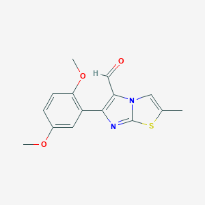 molecular formula C15H14N2O3S B121764 6-(2,5-Dimethoxyphenyl)-2-methylimidazo[2,1-B]thiazole-5-carboxaldehyde CAS No. 143951-31-9