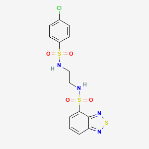 molecular formula C14H13ClN4O4S3 B12176419 N-(2-{[(4-chlorophenyl)sulfonyl]amino}ethyl)-2,1,3-benzothiadiazole-4-sulfonamide 