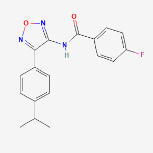 molecular formula C18H16FN3O2 B12176438 4-fluoro-N-{4-[4-(propan-2-yl)phenyl]-1,2,5-oxadiazol-3-yl}benzamide 