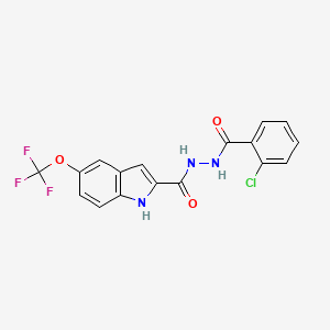 molecular formula C17H11ClF3N3O3 B1217646 N'-(2-Chlorobenzoyl)-5-(trifluoromethoxy)-1H-indole-2-carbohydrazide 