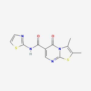 molecular formula C12H10N4O2S2 B12176520 2,3-dimethyl-5-oxo-N-(1,3-thiazol-2-yl)-5H-[1,3]thiazolo[3,2-a]pyrimidine-6-carboxamide 