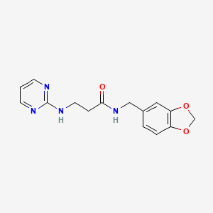 molecular formula C15H16N4O3 B12176600 N-(1,3-benzodioxol-5-ylmethyl)-3-(2-pyrimidinylamino)propanamide 