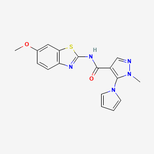 N-[(2E)-6-methoxy-1,3-benzothiazol-2(3H)-ylidene]-1-methyl-5-(1H-pyrrol-1-yl)-1H-pyrazole-4-carboxamide