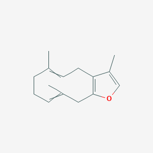 molecular formula C15H20O B1217673 3,6,10-Trimethyl-4H,7H,8H,11H-cyclodeca[B]furan 