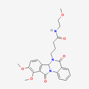 molecular formula C24H27N3O6 B12176769 4-(9,10-dimethoxy-5,11-dioxo-6a,11-dihydroisoindolo[2,1-a]quinazolin-6(5H)-yl)-N-(2-methoxyethyl)butanamide 