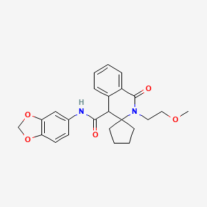 molecular formula C24H26N2O5 B12176777 N-(1,3-benzodioxol-5-yl)-2'-(2-methoxyethyl)-1'-oxo-1',4'-dihydro-2'H-spiro[cyclopentane-1,3'-isoquinoline]-4'-carboxamide 