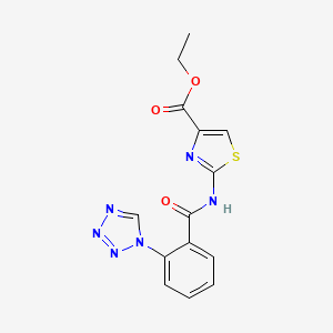 molecular formula C14H12N6O3S B12176857 ethyl 2-({[2-(1H-tetrazol-1-yl)phenyl]carbonyl}amino)-1,3-thiazole-4-carboxylate 