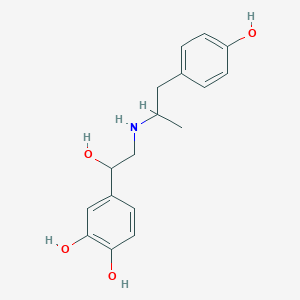 molecular formula C17H21NO4 B1217686 4-(1-Hydroxy-2-{[1-(4-hydroxyphenyl)propan-2-yl]amino}ethyl)benzene-1,2-diol CAS No. 2549-15-7