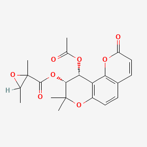 molecular formula C21H22O8 B1217693 (3'R,4'R)-3'-Epoxyangeloyloxy-4'-acetoxy-3',4'-dihydroseselin CAS No. 11350-35-9