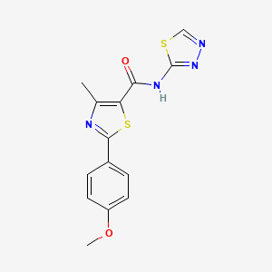 molecular formula C14H12N4O2S2 B12177036 2-(4-methoxyphenyl)-4-methyl-N-[(2E)-1,3,4-thiadiazol-2(3H)-ylidene]-1,3-thiazole-5-carboxamide 