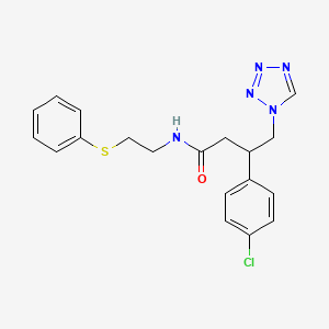 molecular formula C19H20ClN5OS B12177069 3-(4-chlorophenyl)-N-[2-(phenylsulfanyl)ethyl]-4-(1H-tetrazol-1-yl)butanamide 