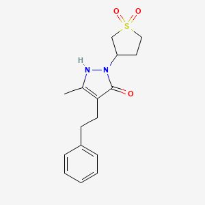 molecular formula C16H20N2O3S B12177090 1-(1,1-dioxidotetrahydrothiophen-3-yl)-3-methyl-4-(2-phenylethyl)-1H-pyrazol-5-ol 