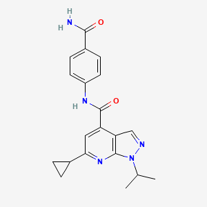 N-(4-carbamoylphenyl)-6-cyclopropyl-1-(propan-2-yl)-1H-pyrazolo[3,4-b]pyridine-4-carboxamide