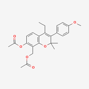 2,2-Dimethyl-3-(4-methoxyphenyl)-4-ethyl-7-hydroxy-2H-1-benzopyran-8-methanol diacetate