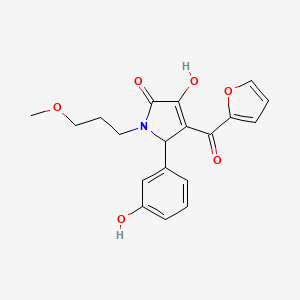 molecular formula C19H19NO6 B12177152 (4E)-4-[furan-2-yl(hydroxy)methylidene]-5-(3-hydroxyphenyl)-1-(3-methoxypropyl)pyrrolidine-2,3-dione 