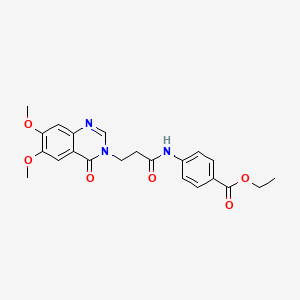 molecular formula C22H23N3O6 B12177166 ethyl 4-{[3-(6,7-dimethoxy-4-oxoquinazolin-3(4H)-yl)propanoyl]amino}benzoate 