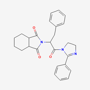 molecular formula C26H27N3O3 B12177198 2-(2-oxo-2-(2-phenyl-4,5-dihydro-1H-imidazol-1-yl)-1-(phenylmethyl)ethyl)hexahydro-1H-isoindole-1,3(2H)-dione 