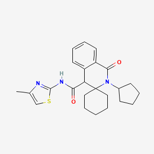 molecular formula C24H29N3O2S B12177332 2'-cyclopentyl-N-(4-methylthiazol-2-yl)-1'-oxo-2',4'-dihydro-1'H-spiro[cyclohexane-1,3'-isoquinoline]-4'-carboxamide 