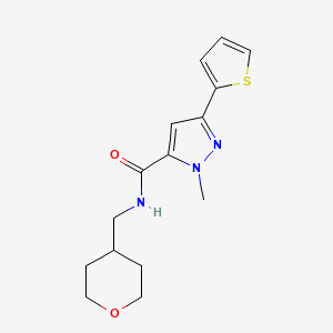 molecular formula C15H19N3O2S B12177370 1-methyl-N-(tetrahydro-2H-pyran-4-ylmethyl)-3-(thiophen-2-yl)-1H-pyrazole-5-carboxamide 