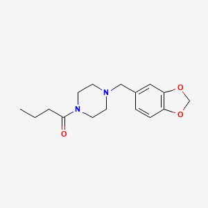 molecular formula C16H22N2O3 B1217745 1-(3,4-Methylenedioxybenzyl)-4-(1-oxobutyl)piperazine CAS No. 163130-28-7