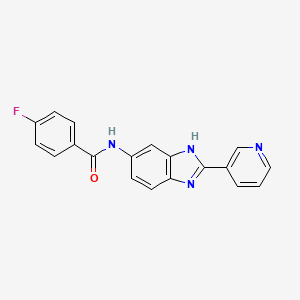 molecular formula C19H13FN4O B12177631 4-fluoro-N-[2-(pyridin-3-yl)-1H-benzimidazol-5-yl]benzamide 