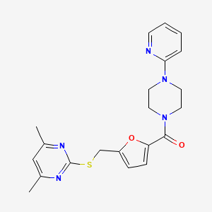 molecular formula C21H23N5O2S B12177635 (5-{[(4,6-Dimethylpyrimidin-2-yl)sulfanyl]methyl}furan-2-yl)[4-(pyridin-2-yl)piperazin-1-yl]methanone 