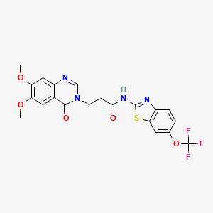 3-(6,7-dimethoxy-4-oxoquinazolin-3(4H)-yl)-N-[(2E)-6-(trifluoromethoxy)-1,3-benzothiazol-2(3H)-ylidene]propanamide