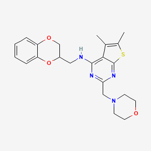 N-[(2,3-dihydro-1,4-benzodioxin-2-yl)methyl]-5,6-dimethyl-2-[(morpholin-4-yl)methyl]thieno[2,3-d]pyrimidin-4-amine