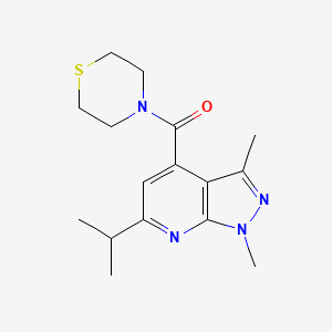 4-[1,3-dimethyl-6-(propan-2-yl)-1H-pyrazolo[3,4-b]pyridine-4-carbonyl]thiomorpholine