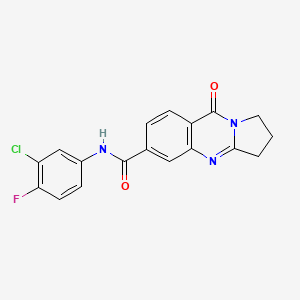 molecular formula C18H13ClFN3O2 B12177755 N-(3-chloro-4-fluorophenyl)-9-oxo-1,2,3,9-tetrahydropyrrolo[2,1-b]quinazoline-6-carboxamide 