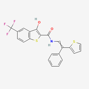 molecular formula C22H14F3NO2S2 B1217778 Benzo[b]thiophene-2-carboxamide, 3-hydroxy-N-[2-phenyl-2-(2-thienyl)ethenyl]-5-(trifluoromethyl)- 