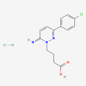 molecular formula C14H15Cl2N3O2 B1217782 1(6H)-Pyridazinebutanoic acid, 3-(4-chlorophenyl)-6-imino-, monohydrochloride CAS No. 105537-78-8