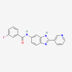 3-fluoro-N-[2-(pyridin-3-yl)-1H-benzimidazol-5-yl]benzamide