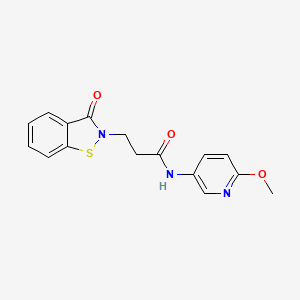 molecular formula C16H15N3O3S B12178124 N-(6-methoxypyridin-3-yl)-3-(3-oxo-1,2-benzothiazol-2(3H)-yl)propanamide 