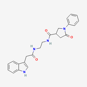 molecular formula C23H24N4O3 B12178127 N-{2-[(1H-indol-3-ylacetyl)amino]ethyl}-5-oxo-1-phenylpyrrolidine-3-carboxamide 