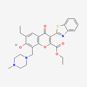 ethyl 3-(1,3-benzothiazol-2-yl)-6-ethyl-7-hydroxy-8-[(4-methylpiperazin-1-yl)methyl]-4-oxo-4H-chromene-2-carboxylate