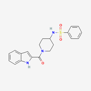 molecular formula C20H21N3O3S B12178303 N-[1-(1H-indol-2-ylcarbonyl)piperidin-4-yl]benzenesulfonamide 