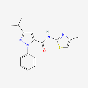 molecular formula C17H18N4OS B12178352 N-[(2E)-4-methyl-1,3-thiazol-2(3H)-ylidene]-1-phenyl-3-(propan-2-yl)-1H-pyrazole-5-carboxamide 