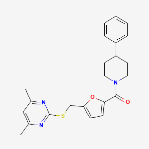 (5-{[(4,6-Dimethylpyrimidin-2-yl)sulfanyl]methyl}furan-2-yl)(4-phenylpiperidin-1-yl)methanone