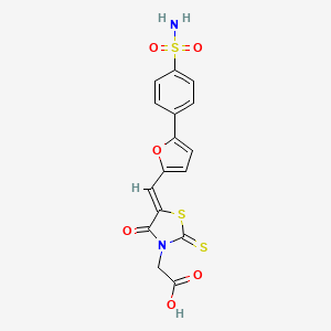 molecular formula C16H12N2O6S3 B12178396 [(5Z)-4-oxo-5-{[5-(4-sulfamoylphenyl)furan-2-yl]methylidene}-2-thioxo-1,3-thiazolidin-3-yl]acetic acid 