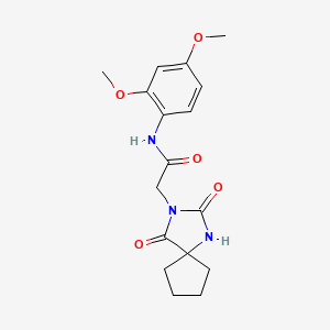 molecular formula C17H21N3O5 B12178404 N-(2,4-dimethoxyphenyl)-2-{2,4-dioxo-1,3-diazaspiro[4.4]nonan-3-yl}acetamide 