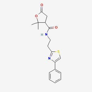 molecular formula C18H20N2O3S B12178414 2,2-dimethyl-5-oxo-N-[2-(4-phenyl-1,3-thiazol-2-yl)ethyl]tetrahydrofuran-3-carboxamide 