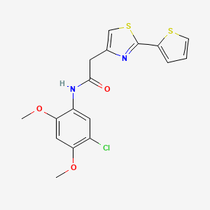 molecular formula C17H15ClN2O3S2 B12178419 N-(5-chloro-2,4-dimethoxyphenyl)-2-[2-(thiophen-2-yl)-1,3-thiazol-4-yl]acetamide 