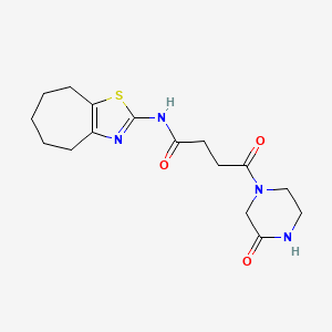 molecular formula C16H22N4O3S B12178511 N-[(2E)-3,4,5,6,7,8-hexahydro-2H-cyclohepta[d][1,3]thiazol-2-ylidene]-4-oxo-4-(3-oxopiperazin-1-yl)butanamide 